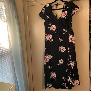 Beautiful xhiliration black floral print dress, womens size XL, new with tags
